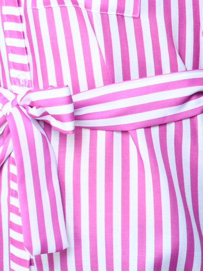 Sway In Stripes Midi  Shirt Dress - Purple