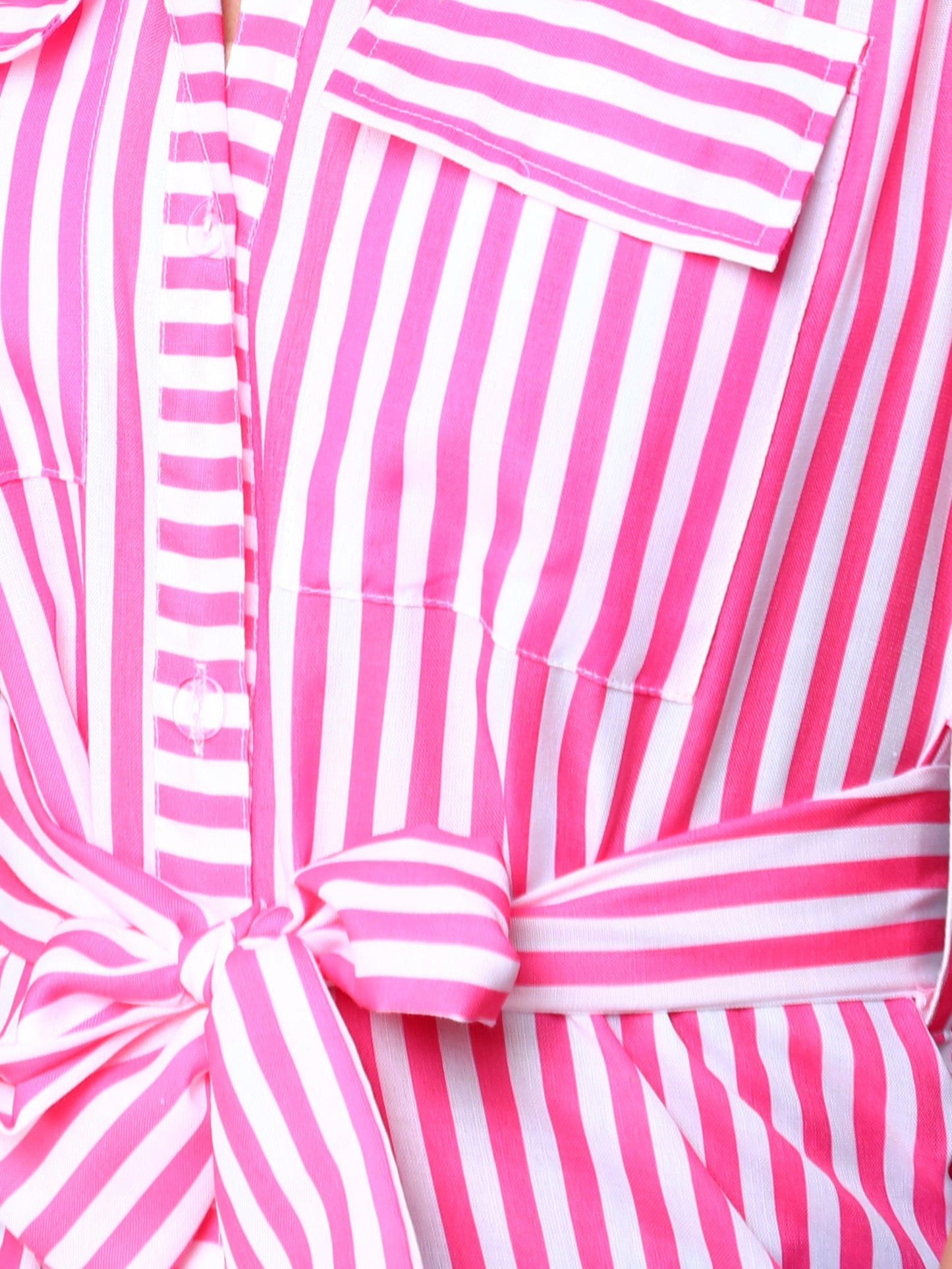 Sway In Stripes Midi  Shirt Dress - Pink