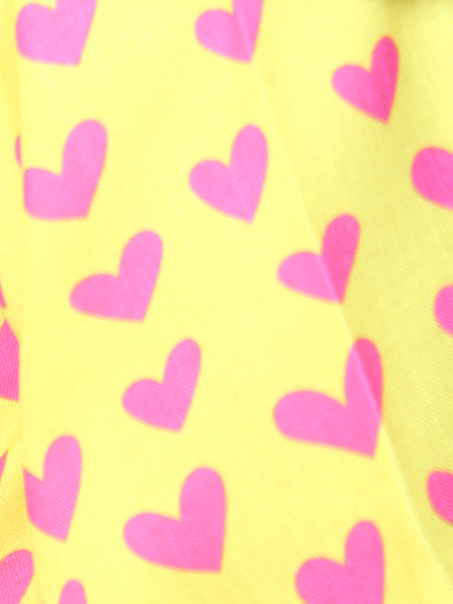 Yellow Button-Down Shirt with Pink Heart Print