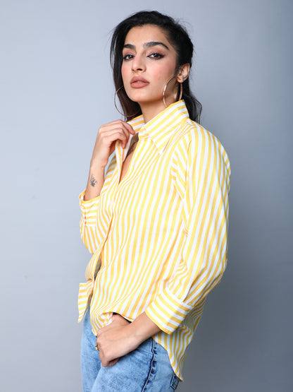 Yellow & White Vertical Striped Button-Down Shirt