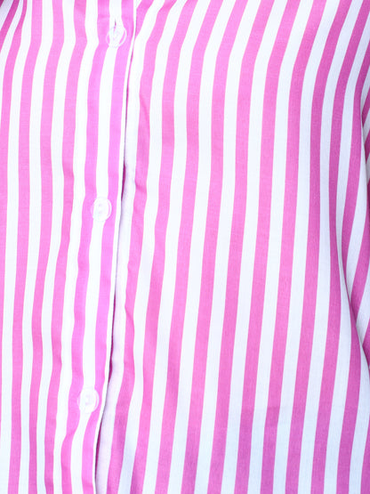 Purple & White Vertical Striped Button-Down Shirt