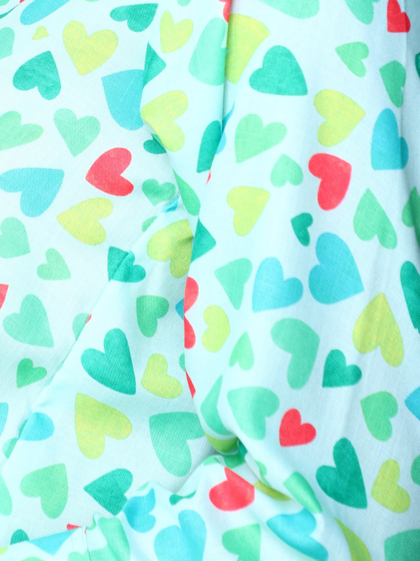 Multicolor Heart Print Casual Shirt- Aqua
