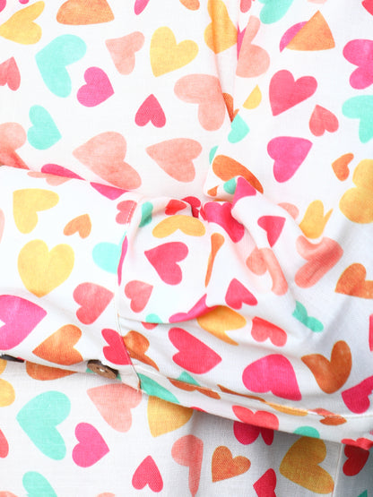 Multicolor Heart Print Casual Shirt- Multicolor