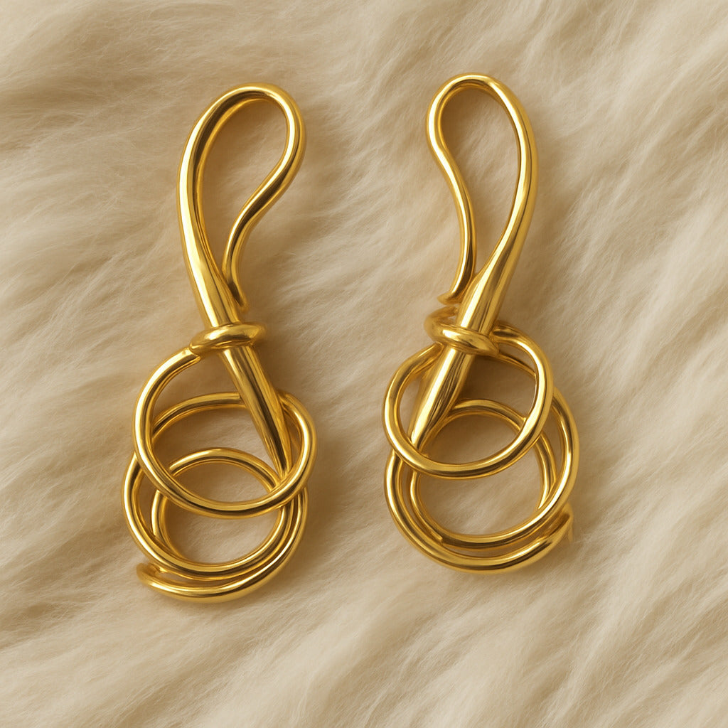 Contemporary Gold-Tone Abstract Knot Earrings