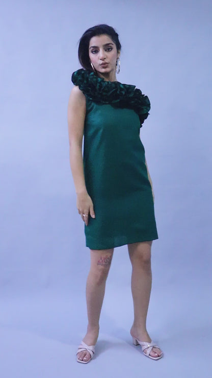 Ruffle Drama Dress -Green