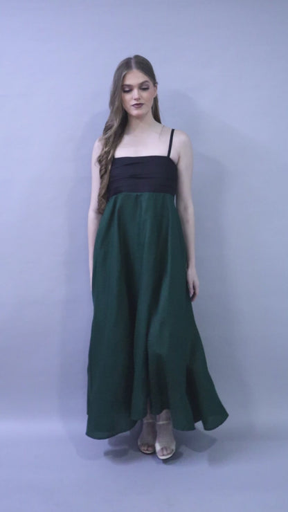 Twirl & Toast Dress ColorBlock -Black and Green