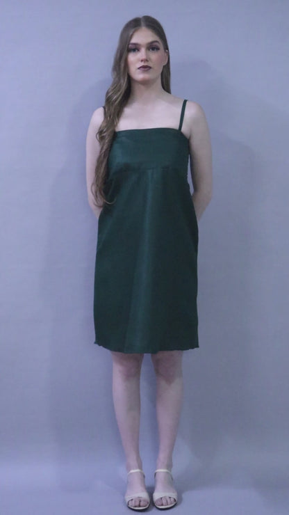Spaghetti Strap Dress-Green