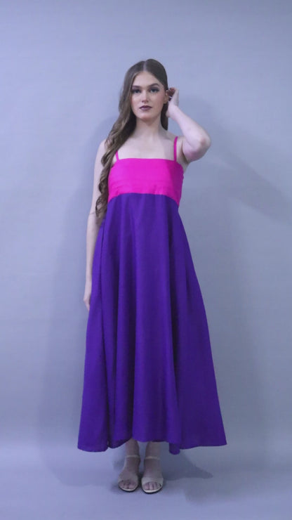 Twirl & Toast Dress ColorBlock -Pink and Purple