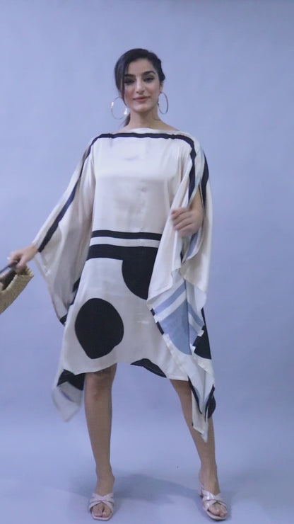 Satin Finish Polkadot Kaftan Dress